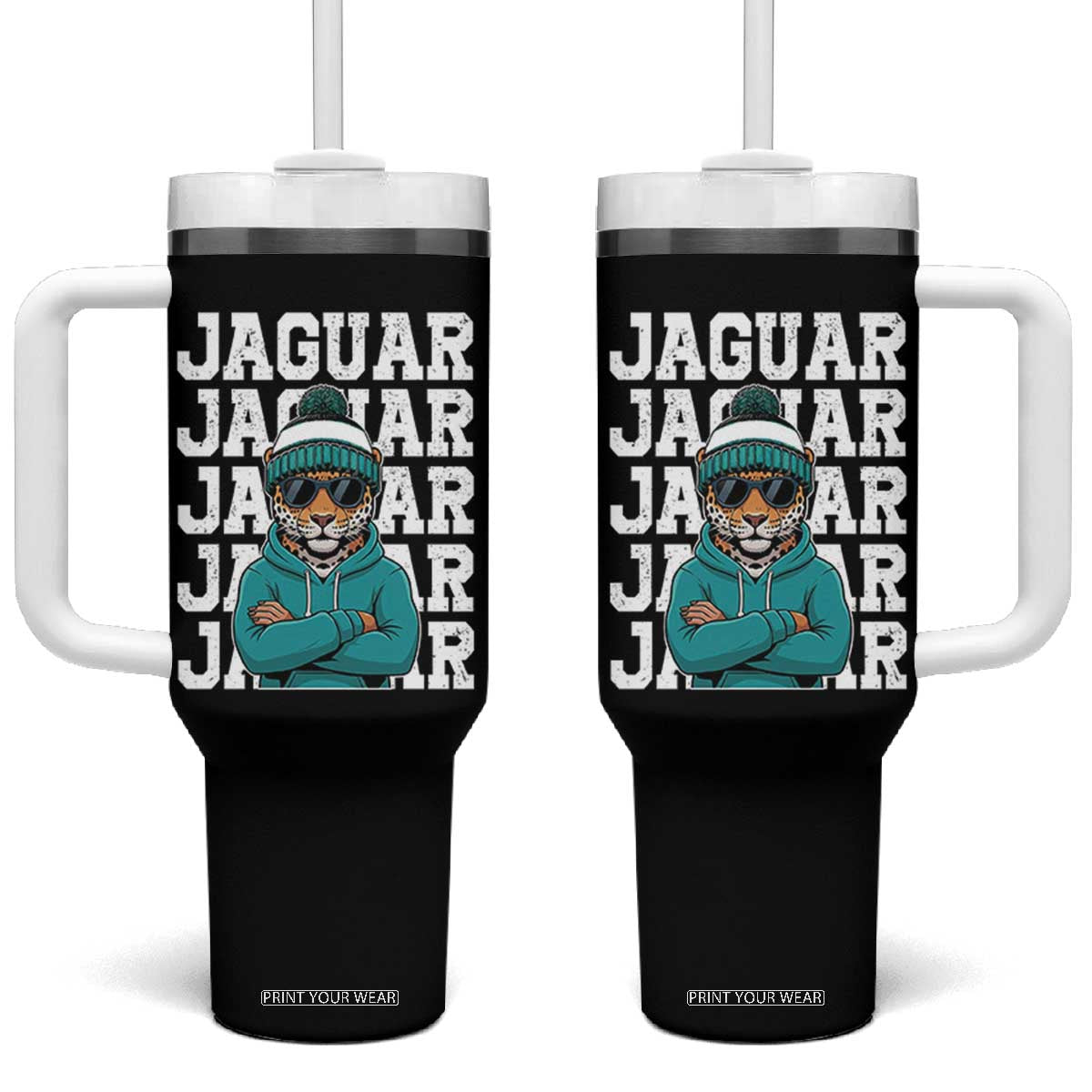 Jaguar Lover Tumbler With Handle JJF Football Fan Game Day TS11 One Size: 40 oz Black Print Your Wear