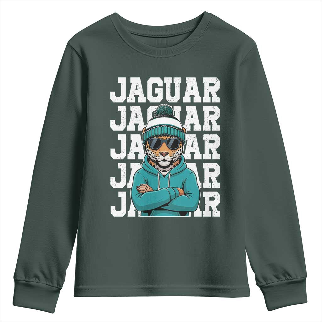 Jaguar Lover Youth Sweatshirt JJF Football Fan Game Day TS11 Dark Forest Green Print Your Wear