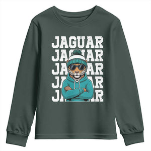 Jaguar Lover Youth Sweatshirt JJF Football Fan Game Day TS11 Dark Forest Green Print Your Wear