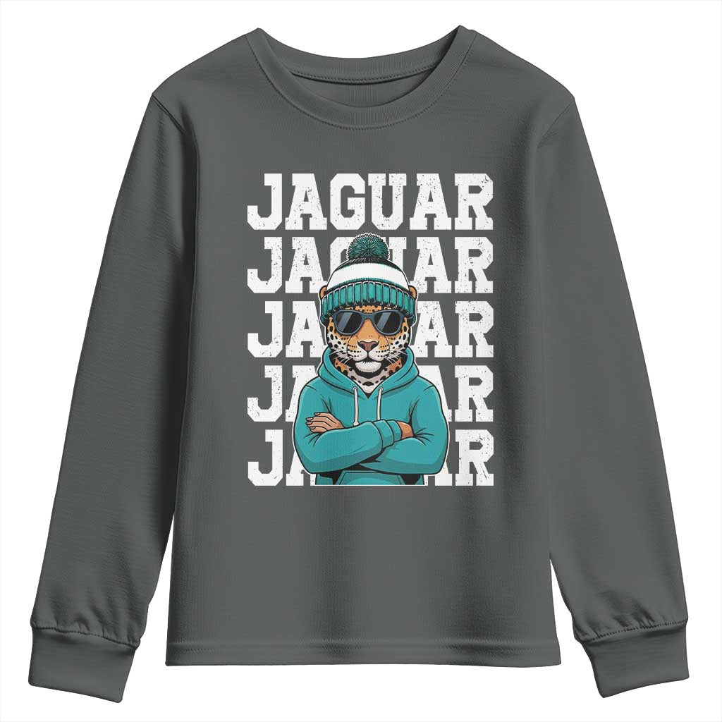 Jaguar Lover Youth Sweatshirt JJF Football Fan Game Day TS11 Dark Heather Print Your Wear