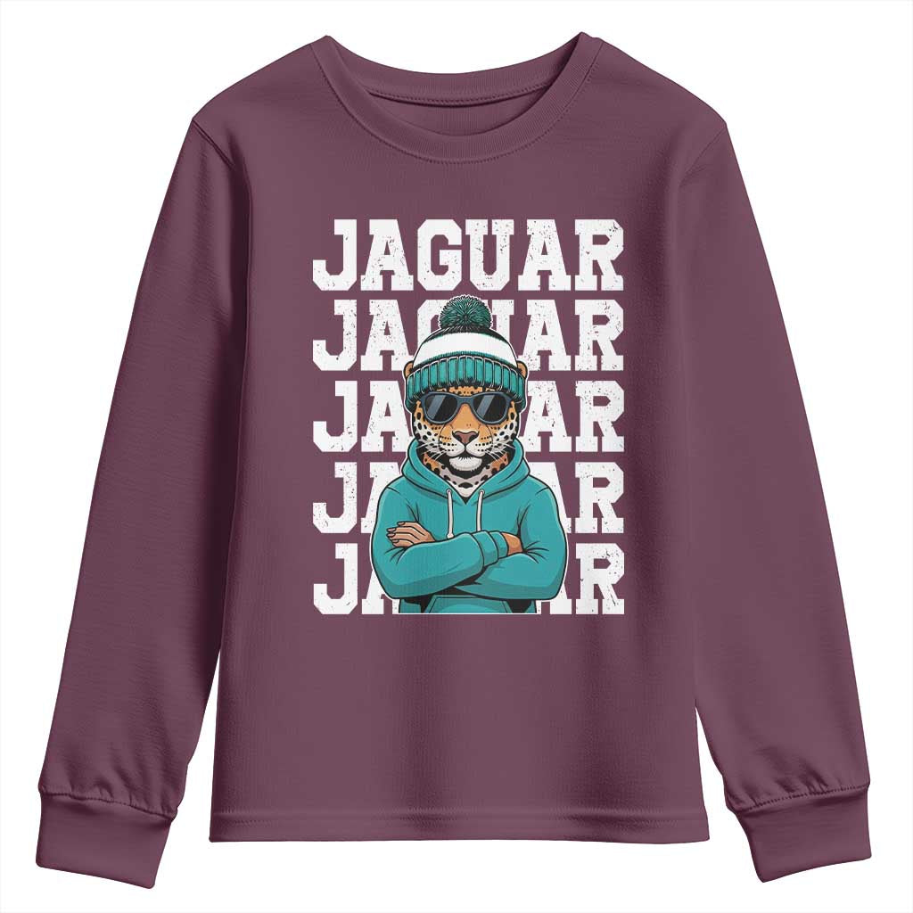 Jaguar Lover Youth Sweatshirt JJF Football Fan Game Day TS11 Maroon Print Your Wear
