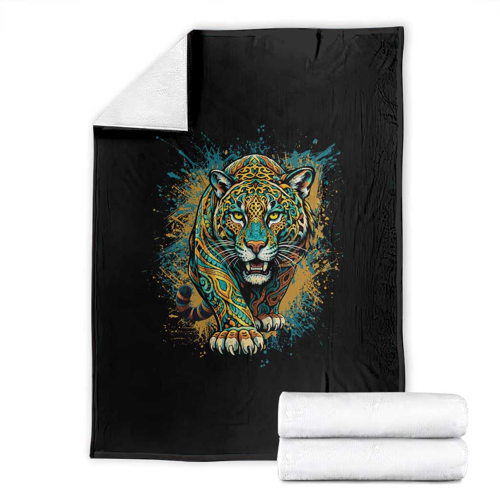 Mandala Spiritual Jaguar Zen Art Throw Blanket TS11 Black Print Your Wear