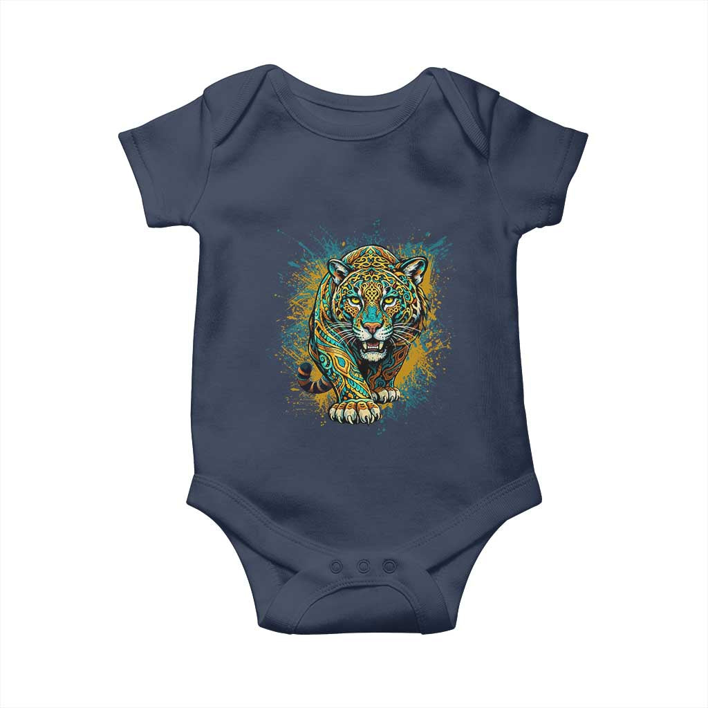 Mandala Spiritual Jaguar Zen Art Baby Onesie TS11 Navy Print Your Wear