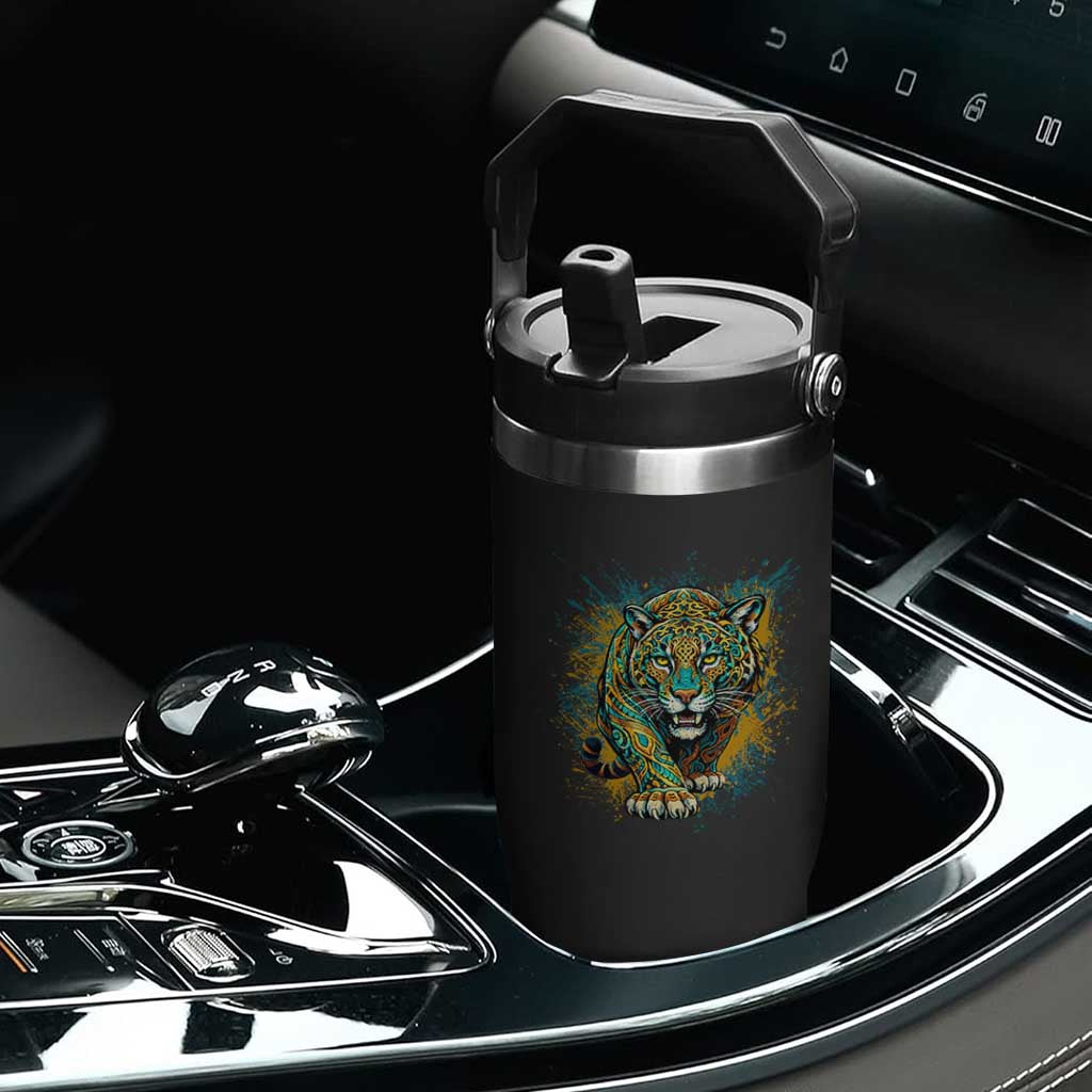 Mandala Spiritual Jaguar Zen Art Flip Straw Tumbler TS11 Print Your Wear