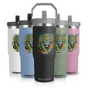 Mandala Spiritual Jaguar Zen Art Flip Straw Tumbler TS11 Print Your Wear