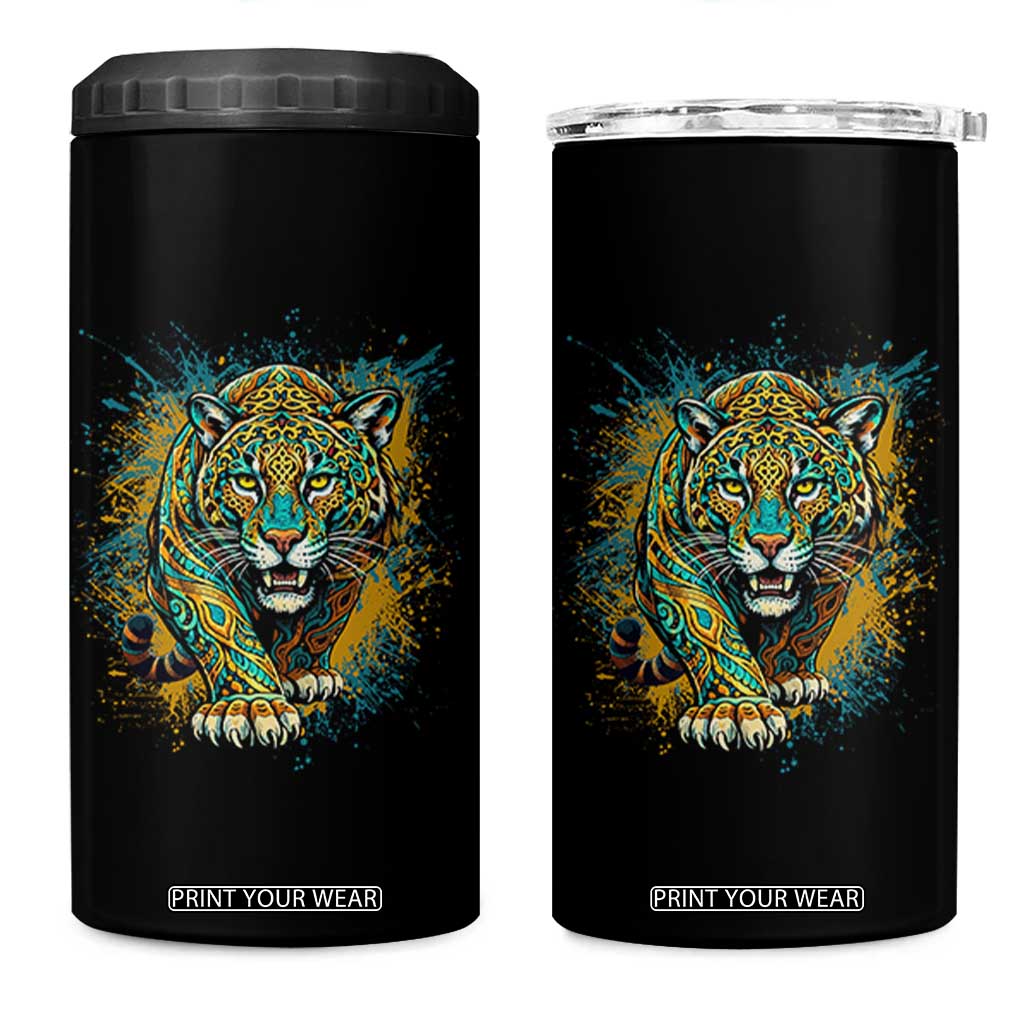 Mandala Spiritual Jaguar Zen Art 4 in 1 Can Cooler Tumbler TS11 One Size: 16 oz Black Print Your Wear