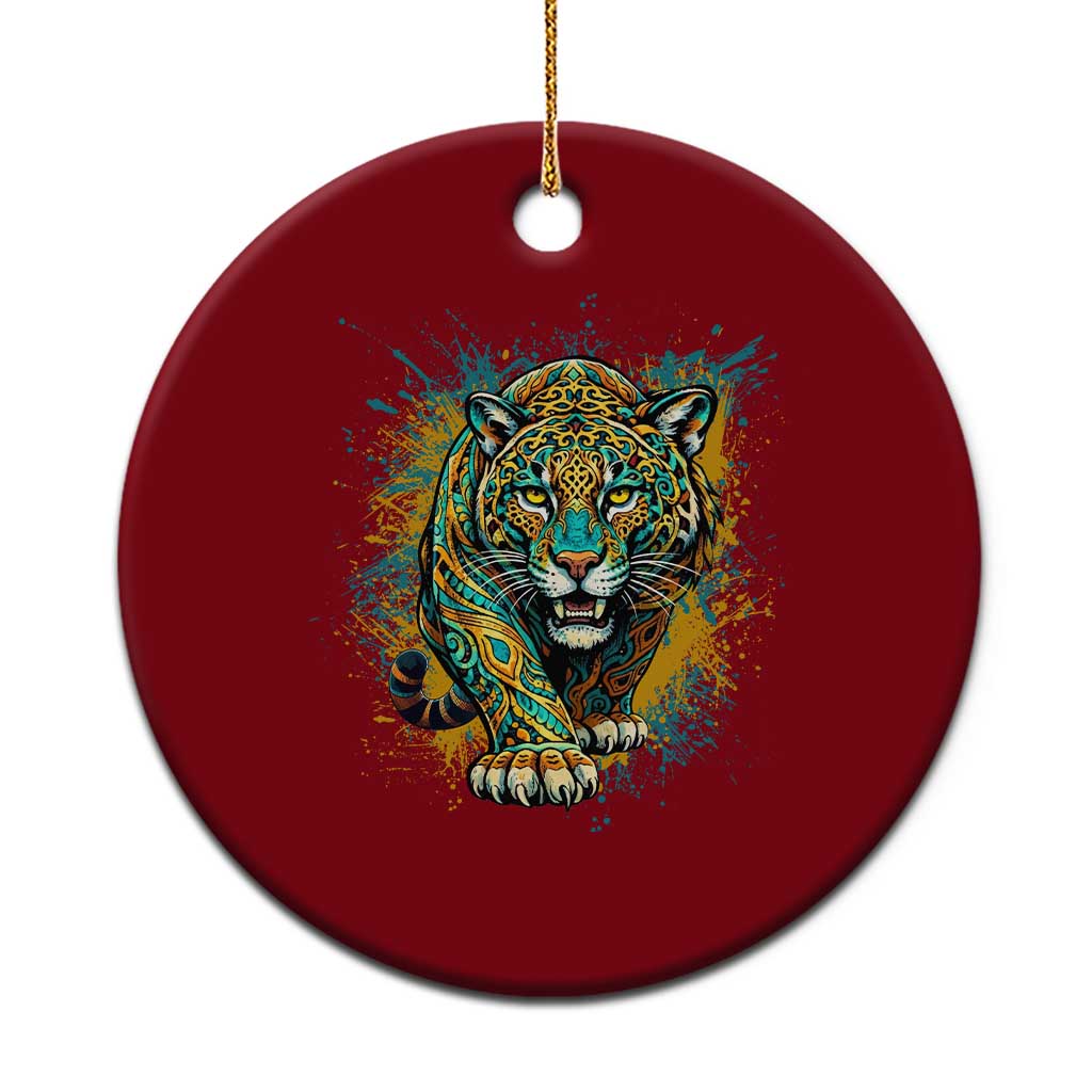 Mandala Spiritual Jaguar Zen Art Ceramic Ornament TS11 1pc Red Print Your Wear