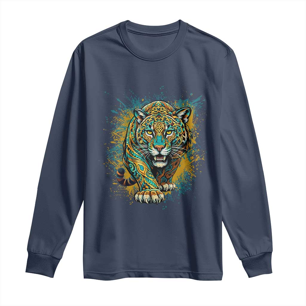 Mandala Spiritual Jaguar Zen Art Long Sleeve Shirt TS11 Navy Print Your Wear