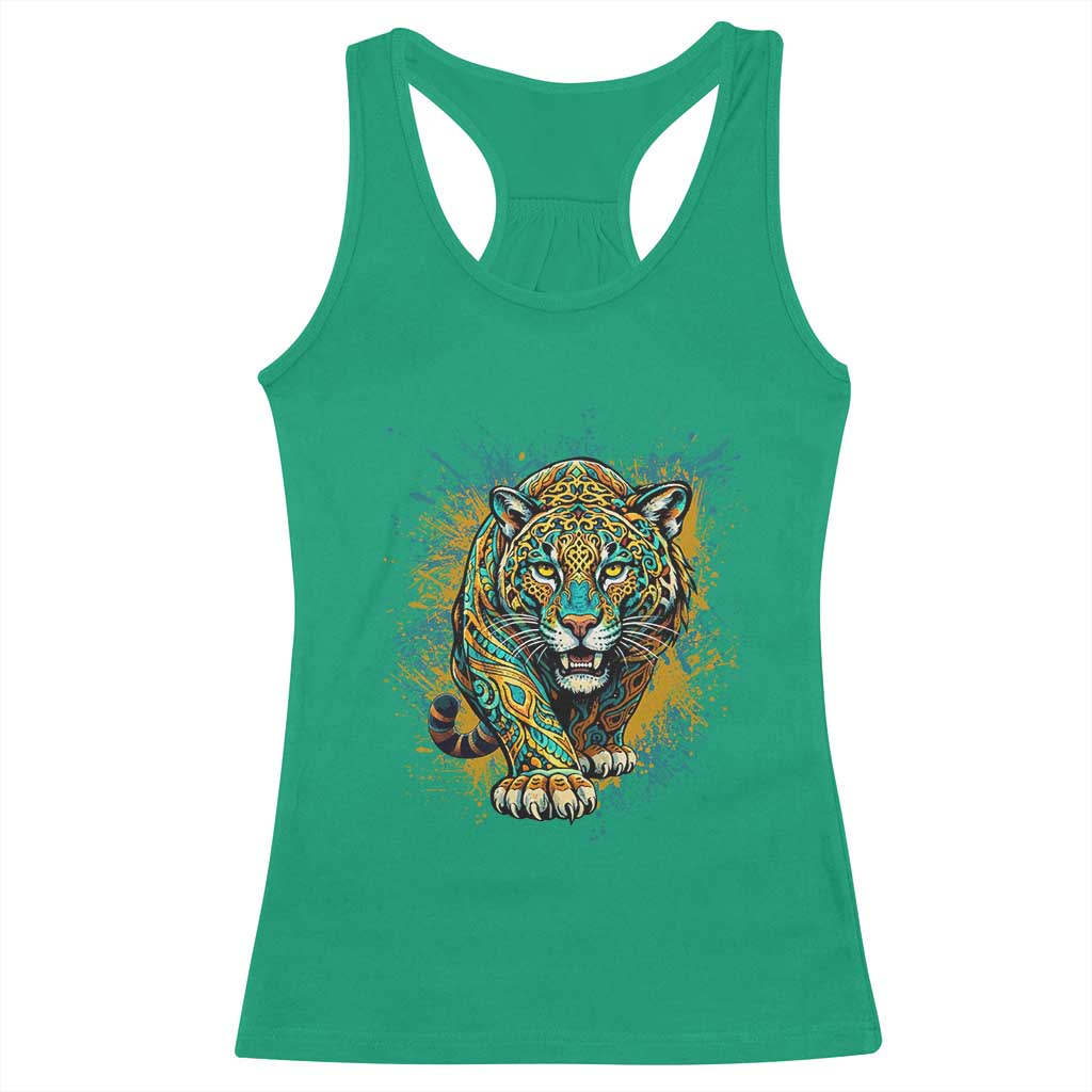 Mandala Spiritual Jaguar Zen Art Racerback Tank Top TS11 Irish Green Print Your Wear