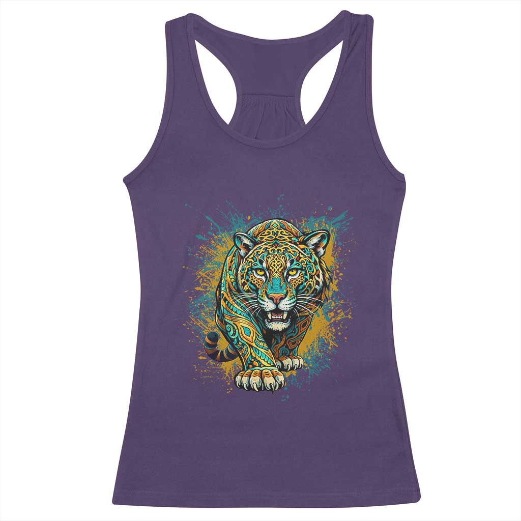 Mandala Spiritual Jaguar Zen Art Racerback Tank Top TS11 Purple Print Your Wear