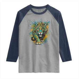 Mandala Spiritual Jaguar Zen Art Raglan Shirt TS11 Sport Gray Navy Print Your Wear