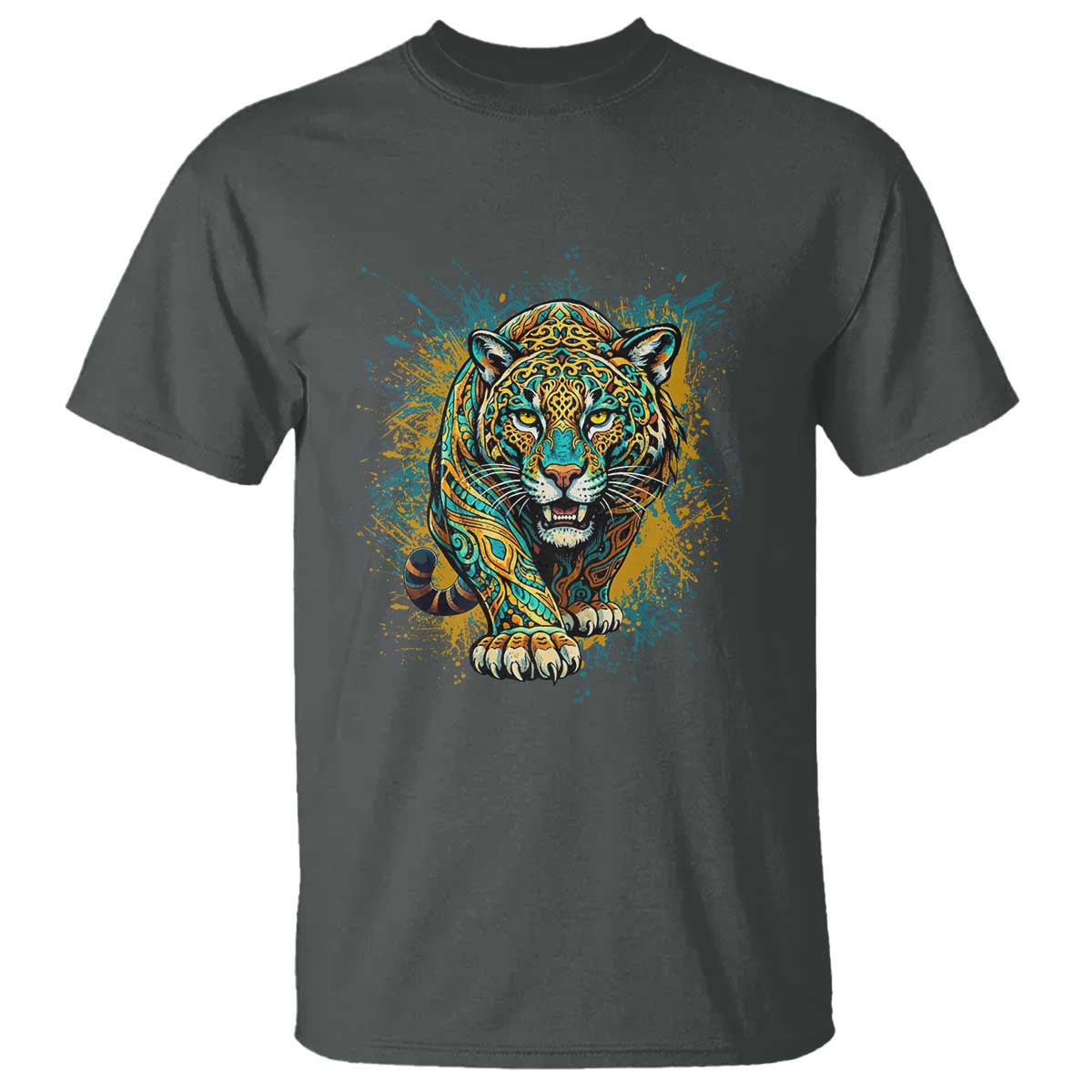 Mandala Spiritual Jaguar Zen Art T Shirt TS11 Dark Heather Print Your Wear