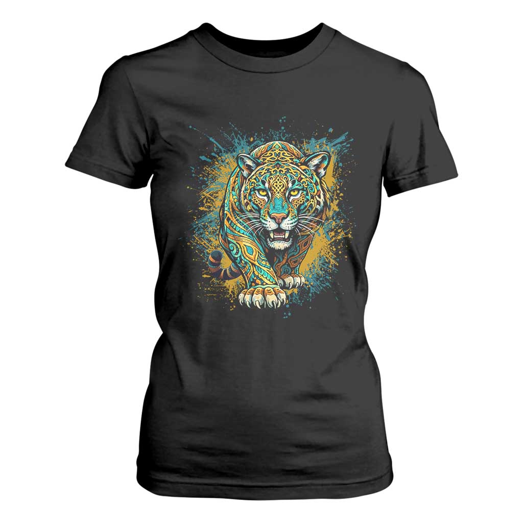 Mandala Spiritual Jaguar Zen Art T Shirt For Women TS11 Black Print Your Wear
