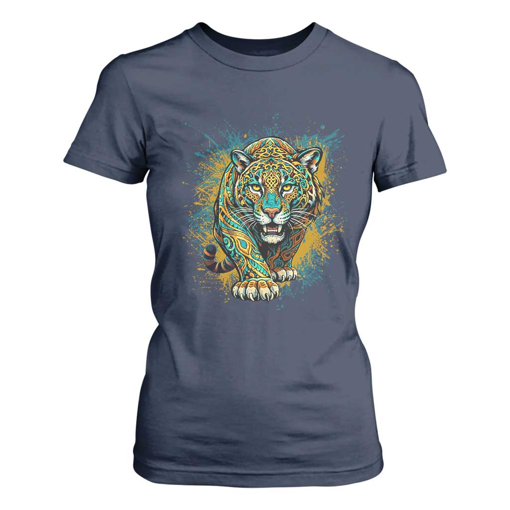 Mandala Spiritual Jaguar Zen Art T Shirt For Women TS11 Navy Print Your Wear