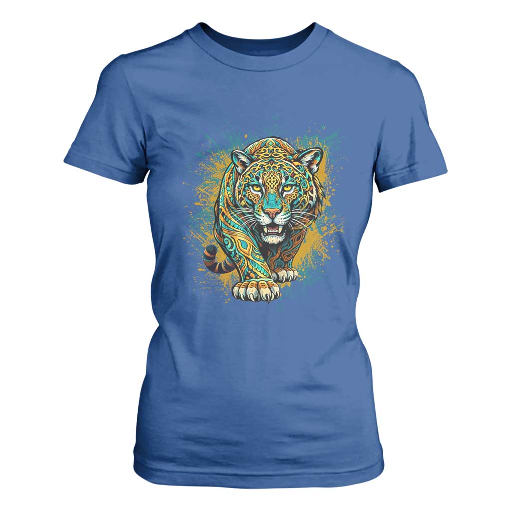 Mandala Spiritual Jaguar Zen Art T Shirt For Women TS11 Royal Blue Print Your Wear