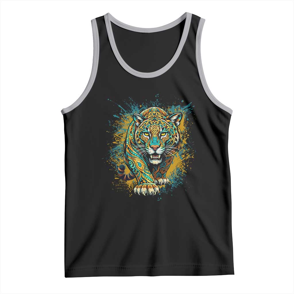 Mandala Spiritual Jaguar Zen Art Tank Top TS11 Black Athletic Heather Print Your Wear