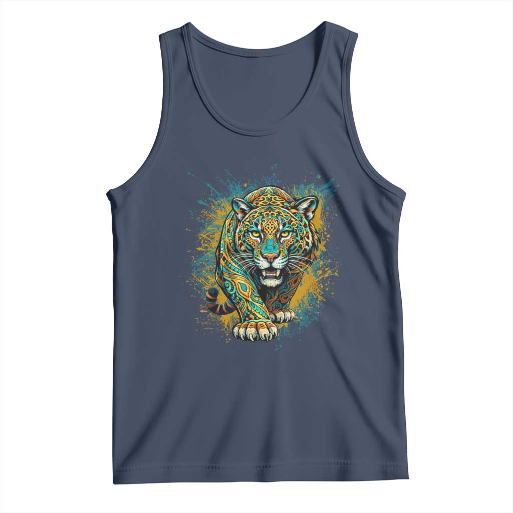 Mandala Spiritual Jaguar Zen Art Tank Top TS11 Navy Print Your Wear