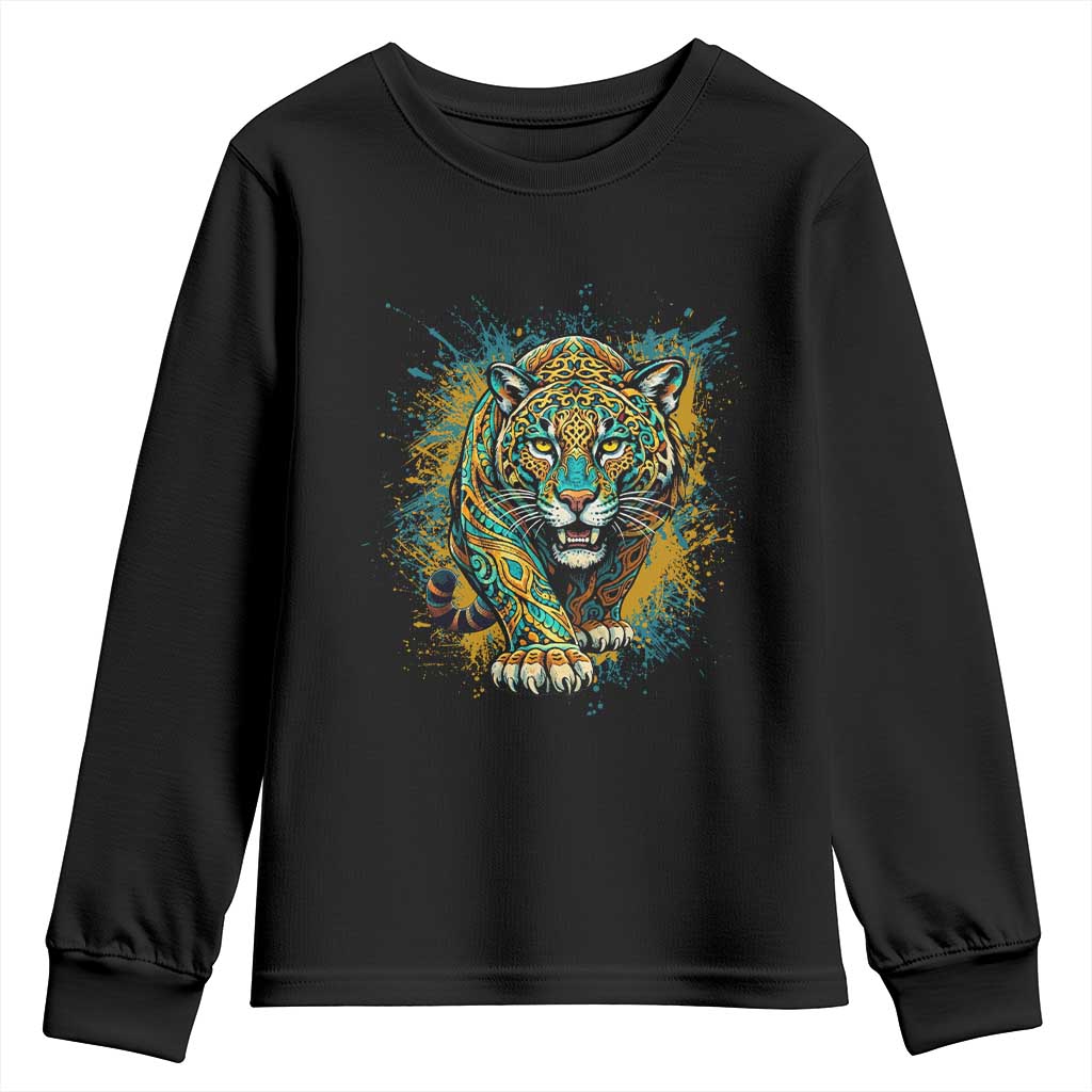 Mandala Spiritual Jaguar Zen Art Youth Sweatshirt TS11 Black Print Your Wear