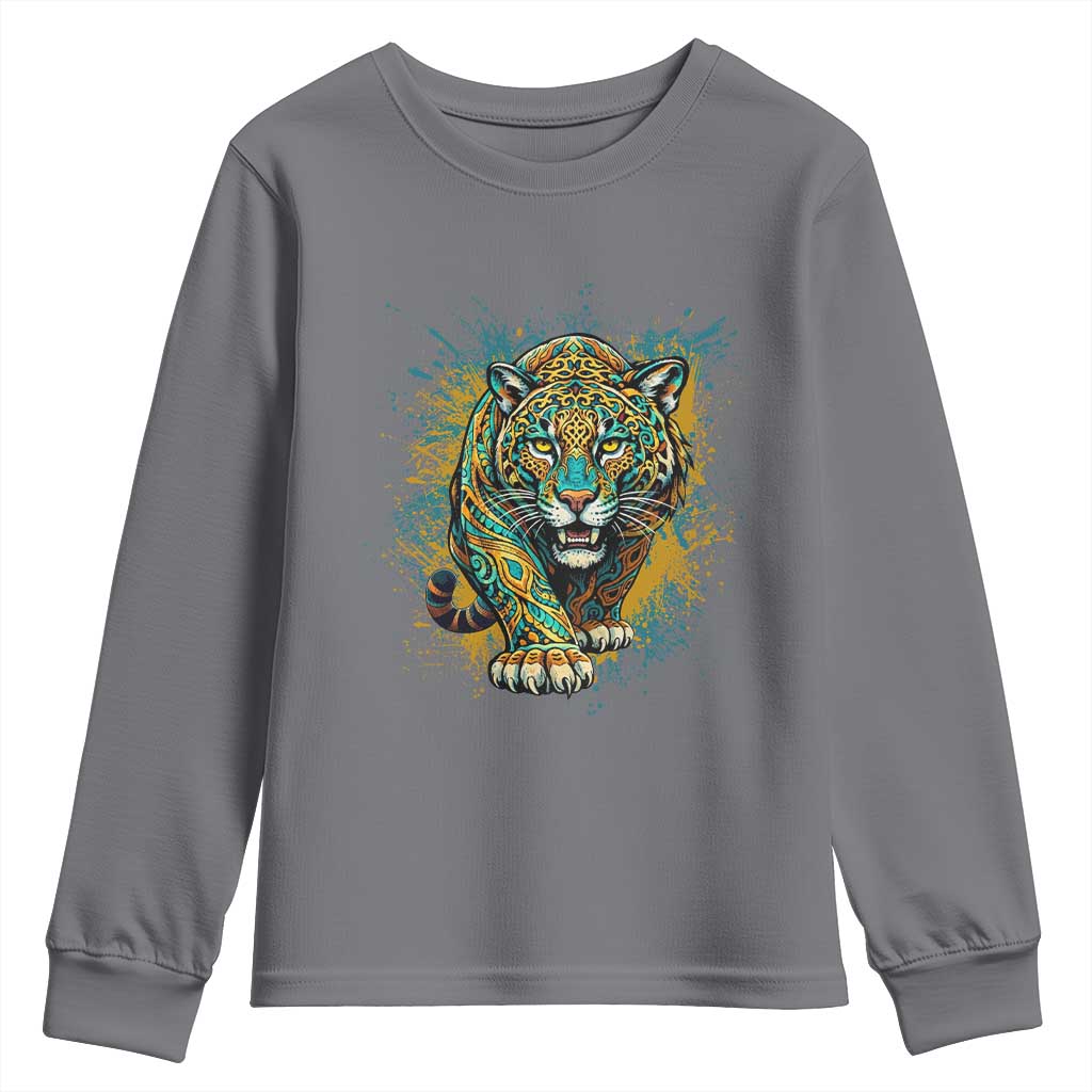 Mandala Spiritual Jaguar Zen Art Youth Sweatshirt TS11 Charcoal Print Your Wear