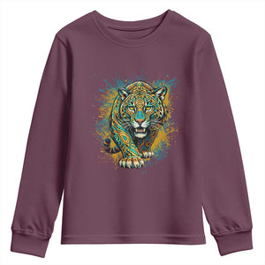 Mandala Spiritual Jaguar Zen Art Youth Sweatshirt TS11 Maroon Print Your Wear
