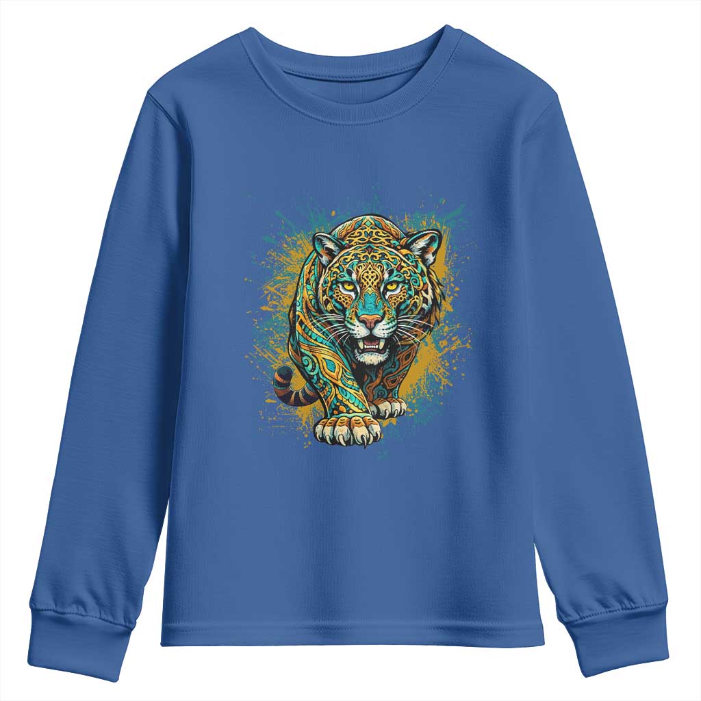 Mandala Spiritual Jaguar Zen Art Youth Sweatshirt TS11 Royal Blue Print Your Wear
