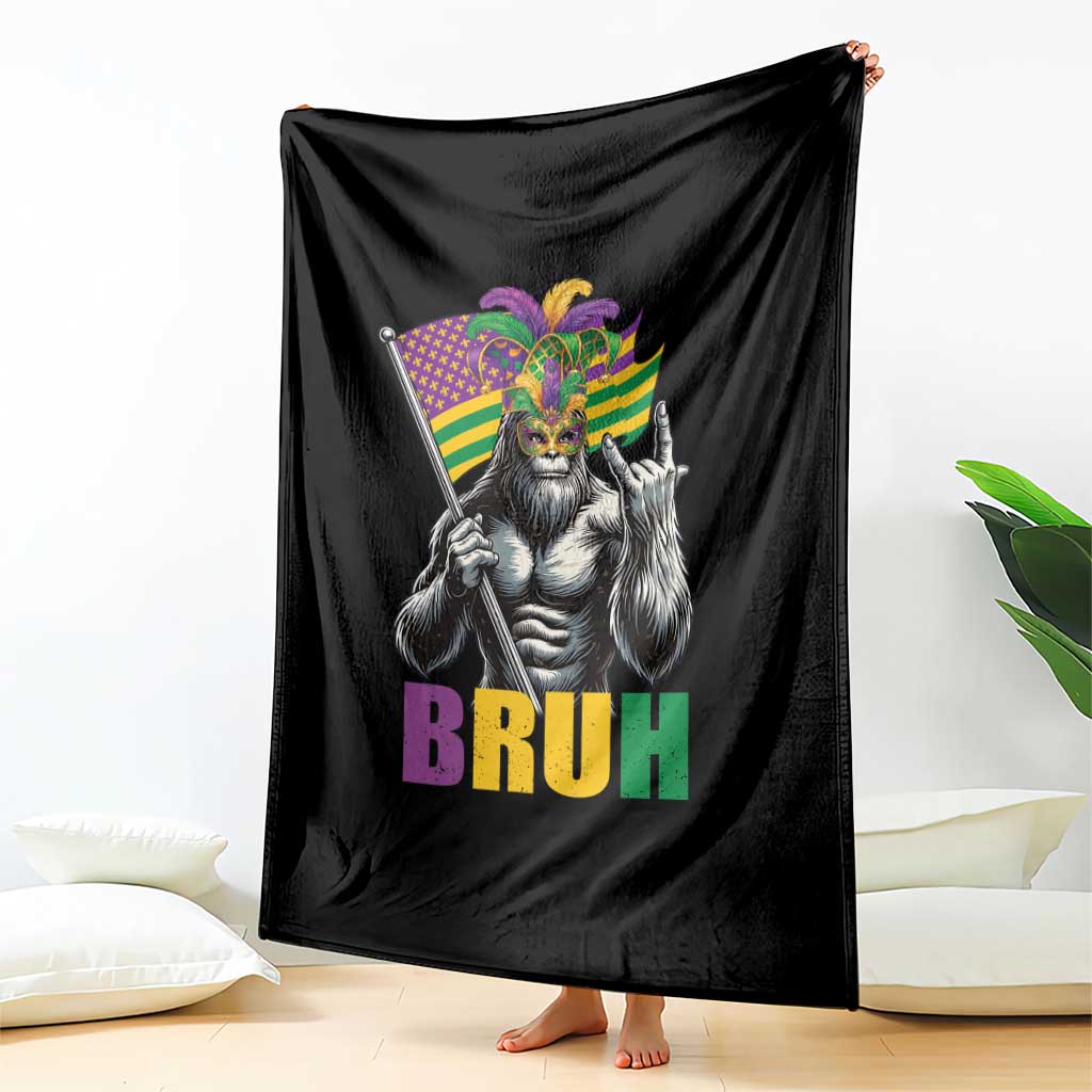 Funny Mardi Gras Bigfoot Bruh Throw Blanket Sasquatch Carnival NOLA American Flag TS11 Print Your Wear