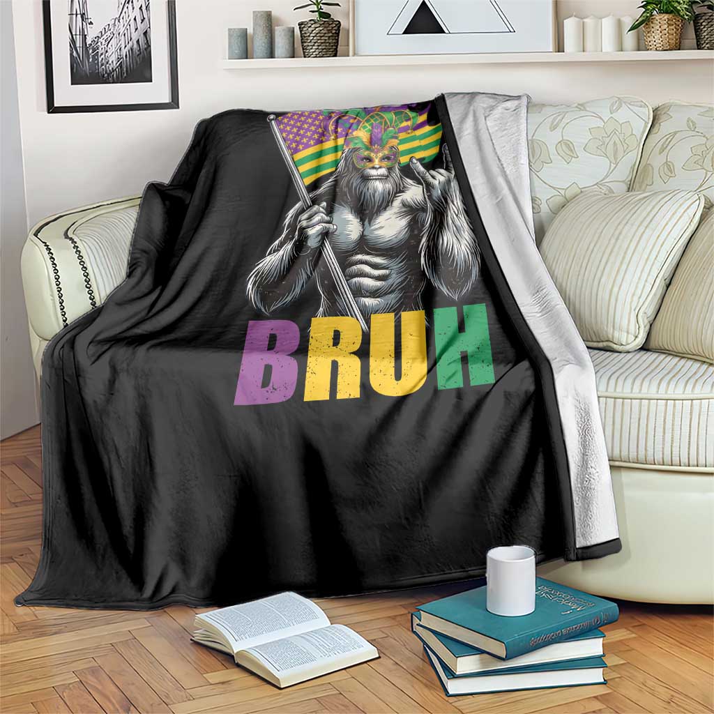 Funny Mardi Gras Bigfoot Bruh Throw Blanket Sasquatch Carnival NOLA American Flag TS11 Print Your Wear