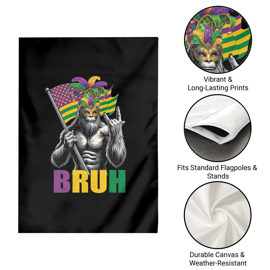 Funny Mardi Gras Bigfoot Bruh Garden Flag Sasquatch Carnival NOLA American Flag TS11 Print Your Wear