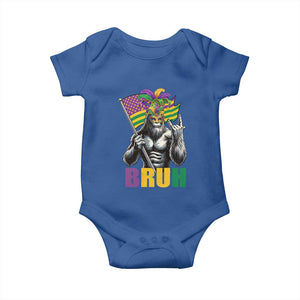 Funny Mardi Gras Bigfoot Bruh Baby Onesie Sasquatch Carnival NOLA American Flag TS11 Royal Blue Print Your Wear