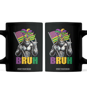 Funny Mardi Gras Bigfoot Bruh Coffee Mug Sasquatch Carnival NOLA American Flag TS11 Black Print Your Wear