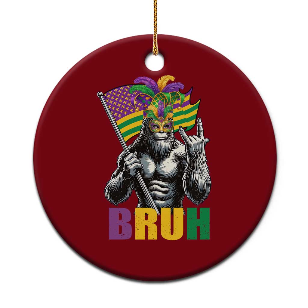 Funny Mardi Gras Bigfoot Bruh Ceramic Ornament Sasquatch Carnival NOLA American Flag TS11 1pc Red Print Your Wear