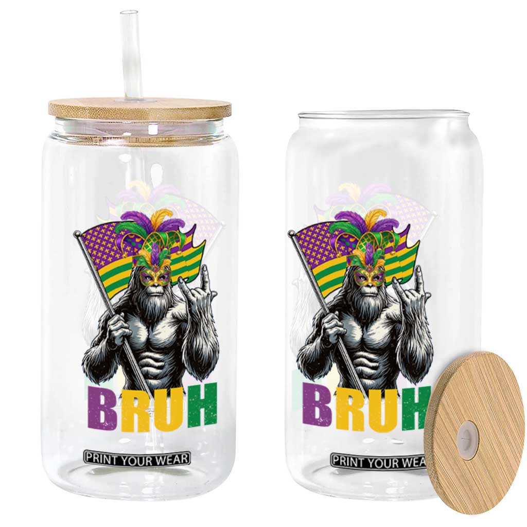 Funny Mardi Gras Bigfoot Bruh Glass Can Sasquatch Carnival NOLA American Flag TS11 Print Your Wear