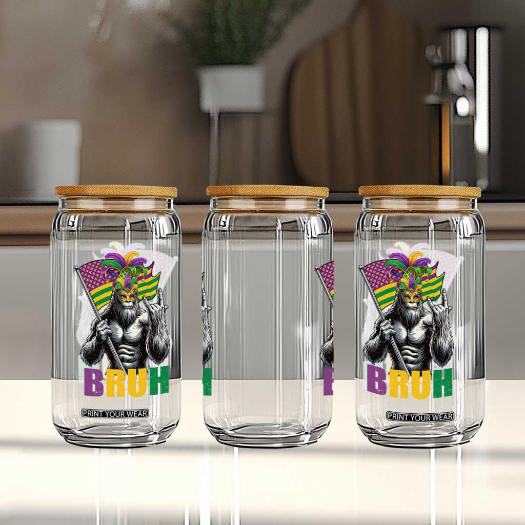 Funny Mardi Gras Bigfoot Bruh Glass Can Sasquatch Carnival NOLA American Flag TS11 Print Your Wear