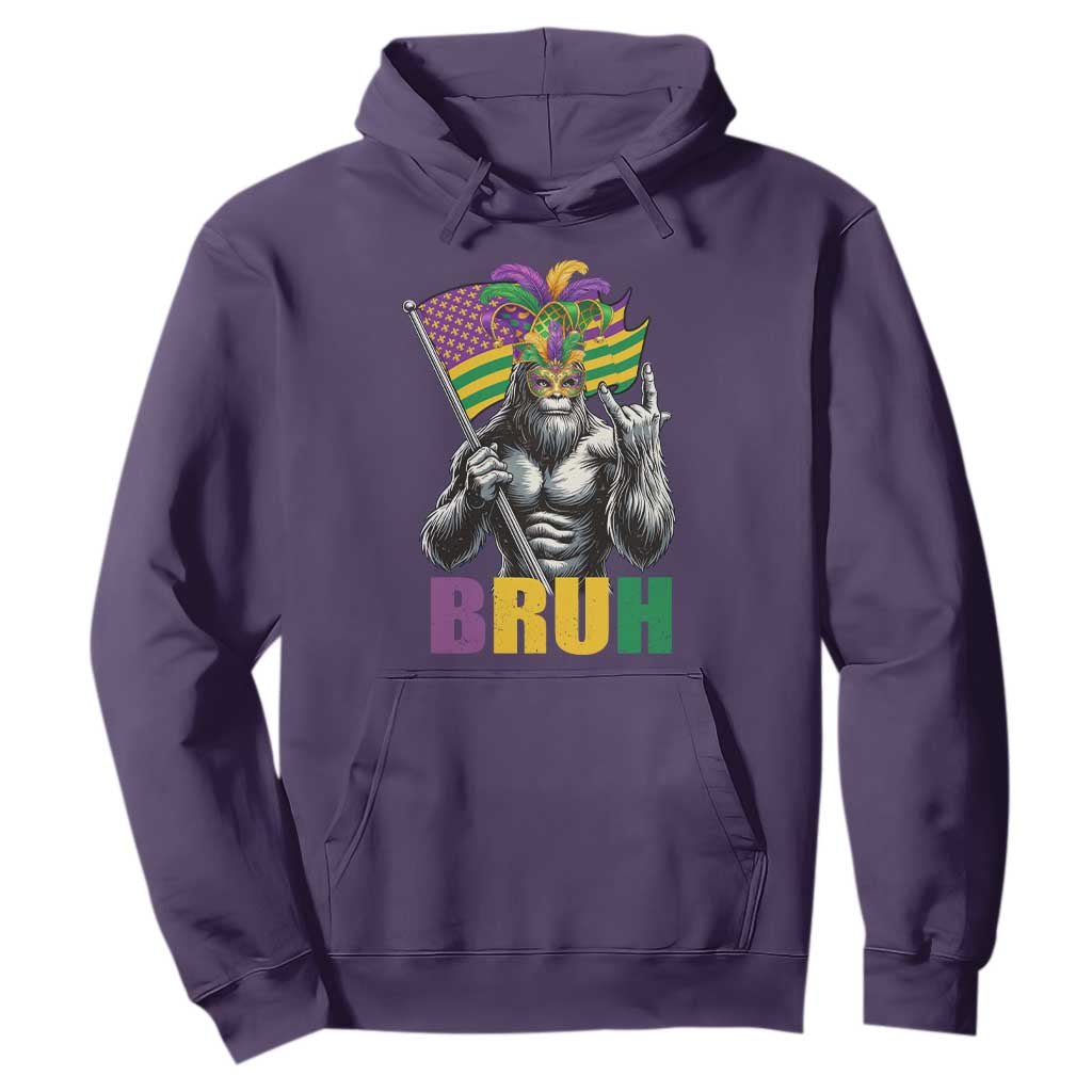 Funny Mardi Gras Bigfoot Bruh Hoodie Sasquatch Carnival NOLA American Flag TS11 Purple Print Your Wear