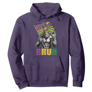 Funny Mardi Gras Bigfoot Bruh Hoodie Sasquatch Carnival NOLA American Flag TS11 Purple Print Your Wear