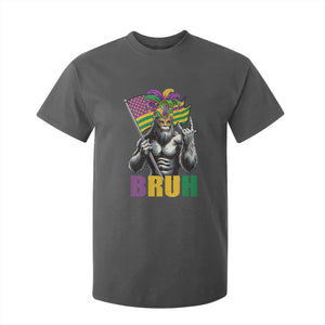 Funny Mardi Gras Bigfoot Bruh T Shirt For Kid Sasquatch Carnival NOLA American Flag TS11 Dark Heather Print Your Wear