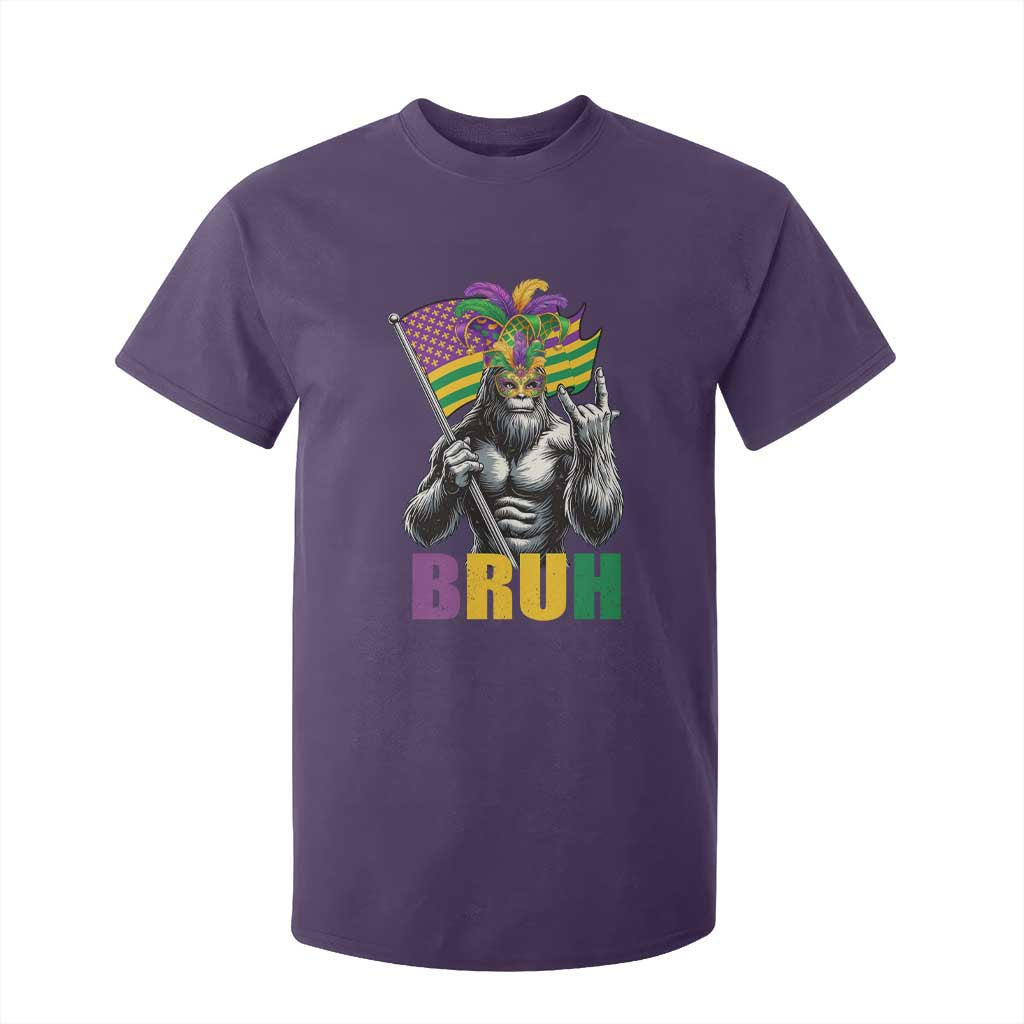 Funny Mardi Gras Bigfoot Bruh T Shirt For Kid Sasquatch Carnival NOLA American Flag TS11 Purple Print Your Wear