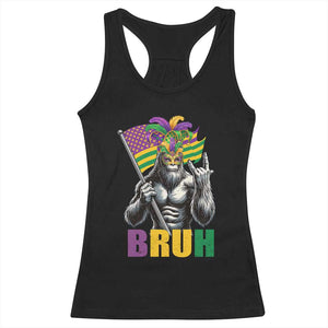 Funny Mardi Gras Bigfoot Bruh Racerback Tank Top Sasquatch Carnival NOLA American Flag TS11 Black Print Your Wear