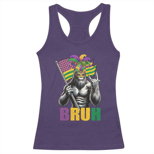 Funny Mardi Gras Bigfoot Bruh Racerback Tank Top Sasquatch Carnival NOLA American Flag TS11 Purple Print Your Wear
