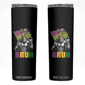 Funny Mardi Gras Bigfoot Bruh Skinny Tumbler Sasquatch Carnival NOLA American Flag TS11 Black Print Your Wear