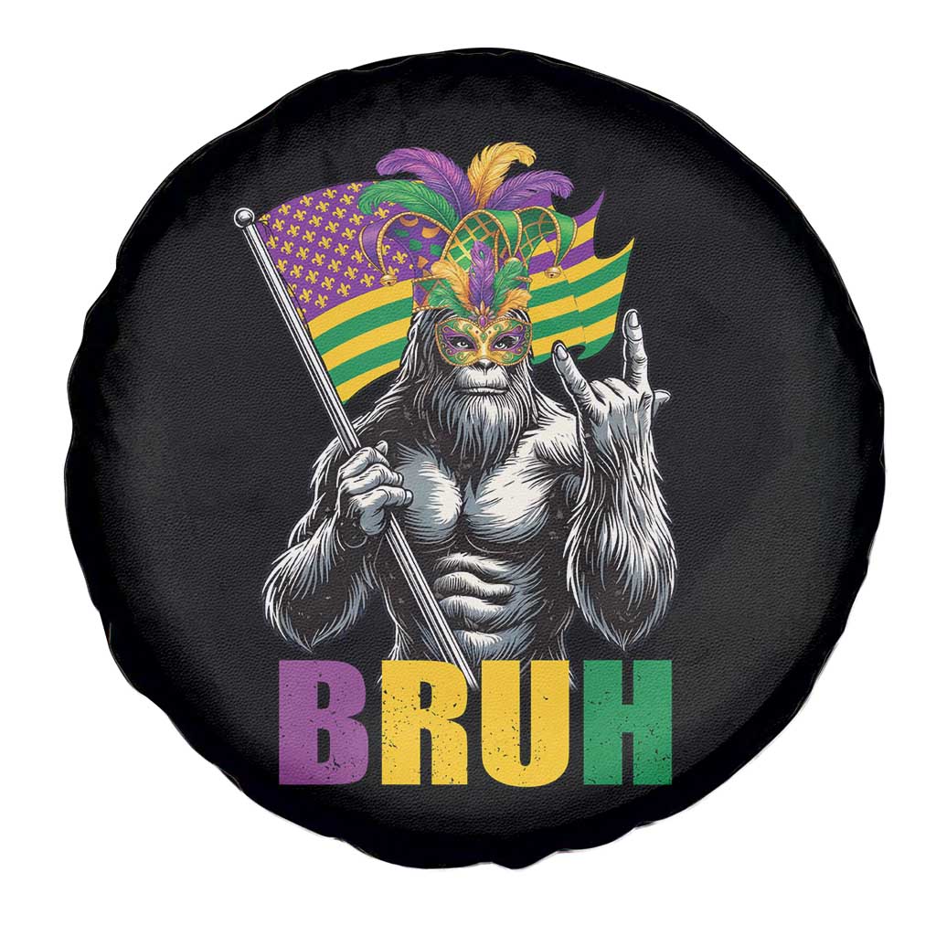 Funny Mardi Gras Bigfoot Bruh Spare Tire Cover Sasquatch Carnival NOLA American Flag TS11 Print Your Wear