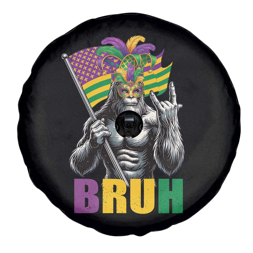 Funny Mardi Gras Bigfoot Bruh Spare Tire Cover Sasquatch Carnival NOLA American Flag TS11 Print Your Wear