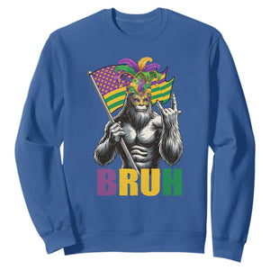 Funny Mardi Gras Bigfoot Bruh Sweatshirt Sasquatch Carnival NOLA American Flag TS11 Royal Blue Print Your Wear