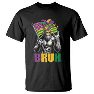 Funny Mardi Gras Bigfoot Bruh T Shirt Sasquatch Carnival NOLA American Flag TS11 Black Print Your Wear