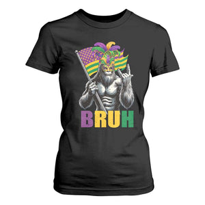 Funny Mardi Gras Bigfoot Bruh T Shirt For Women Sasquatch Carnival NOLA American Flag TS11 Black Print Your Wear