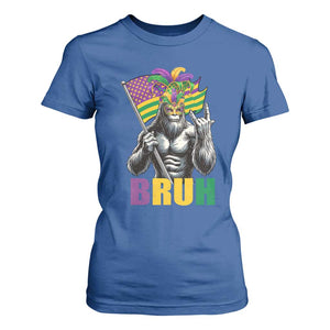 Funny Mardi Gras Bigfoot Bruh T Shirt For Women Sasquatch Carnival NOLA American Flag TS11 Royal Blue Print Your Wear
