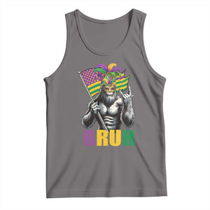 Funny Mardi Gras Bigfoot Bruh Tank Top Sasquatch Carnival NOLA American Flag TS11 Deep Heather Print Your Wear
