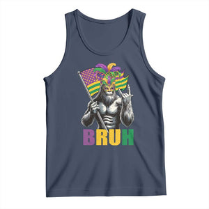 Funny Mardi Gras Bigfoot Bruh Tank Top Sasquatch Carnival NOLA American Flag TS11 Navy Print Your Wear