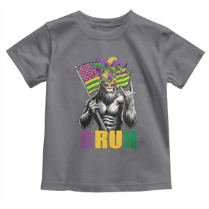 Funny Mardi Gras Bigfoot Bruh Toddler T Shirt Sasquatch Carnival NOLA American Flag TS11 Charcoal Print Your Wear