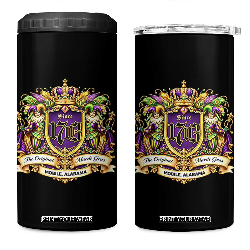 The Original Mardi Gras Mobile Alabama Since 1703 4 in 1 Can Cooler Tumbler Funny Carnival TS11 One Size: 16 oz Black Print Your Wear